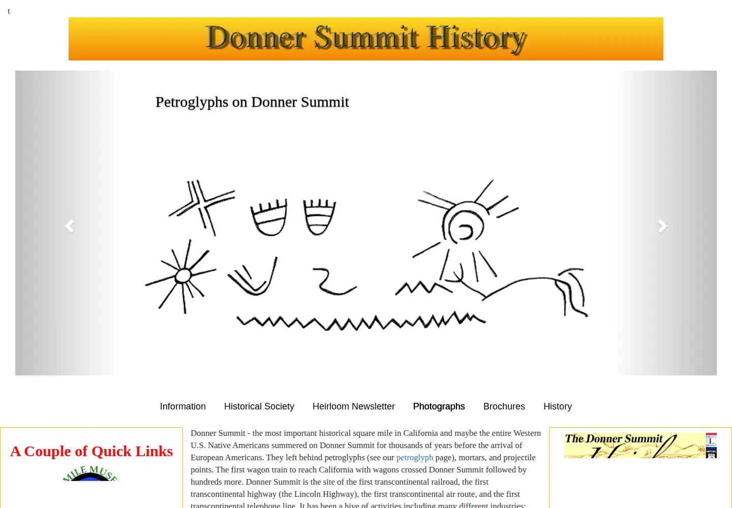 Captured homepage of donnersummithistoricalsociety.org in the current scan
