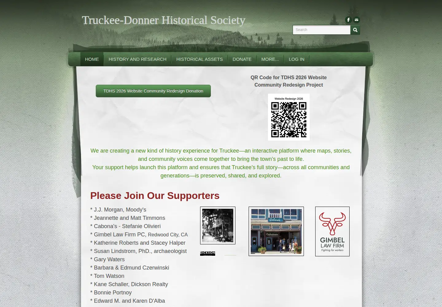 Screenshot of truckeehistory.org
