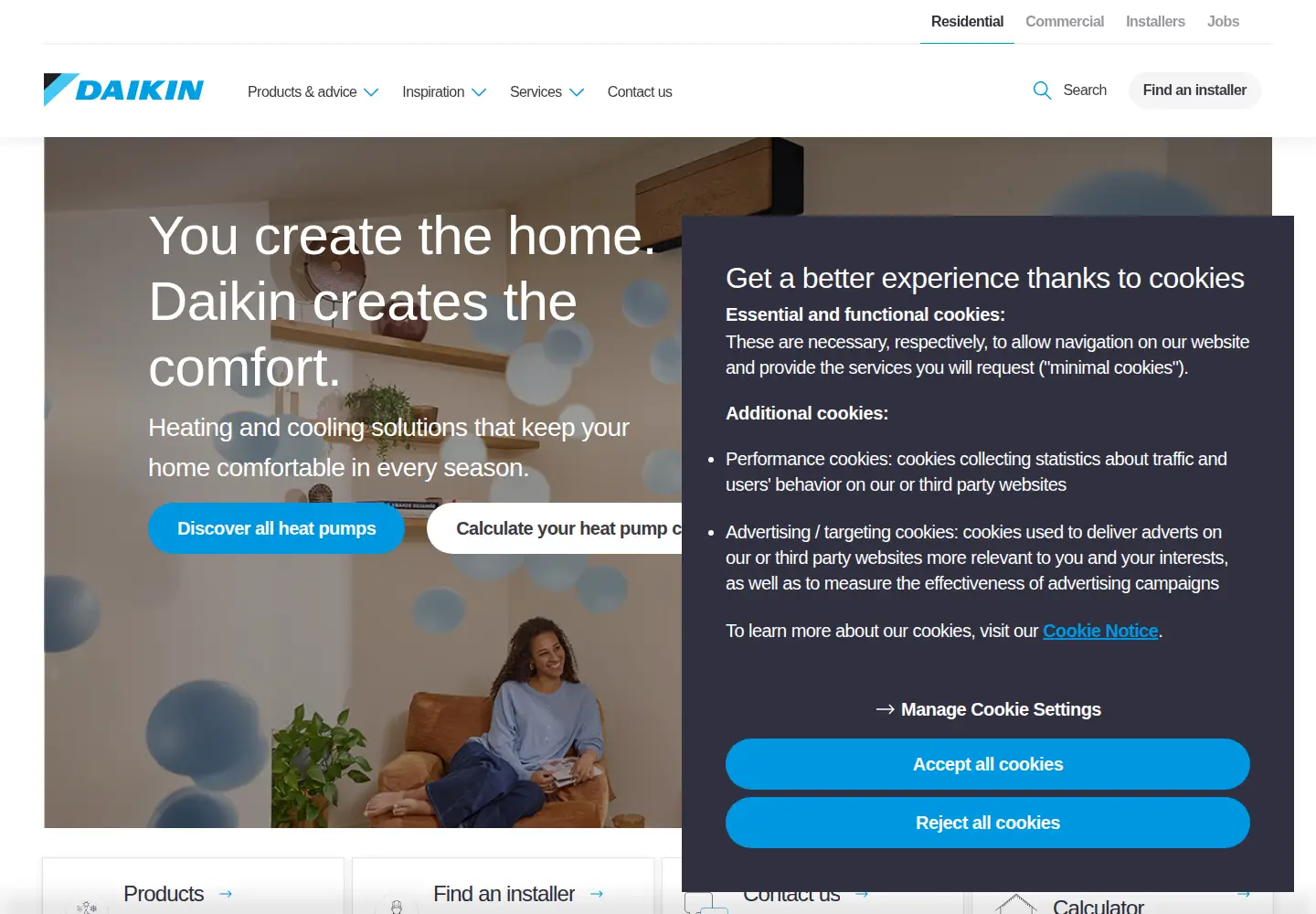 Screenshot of daikin.co.uk