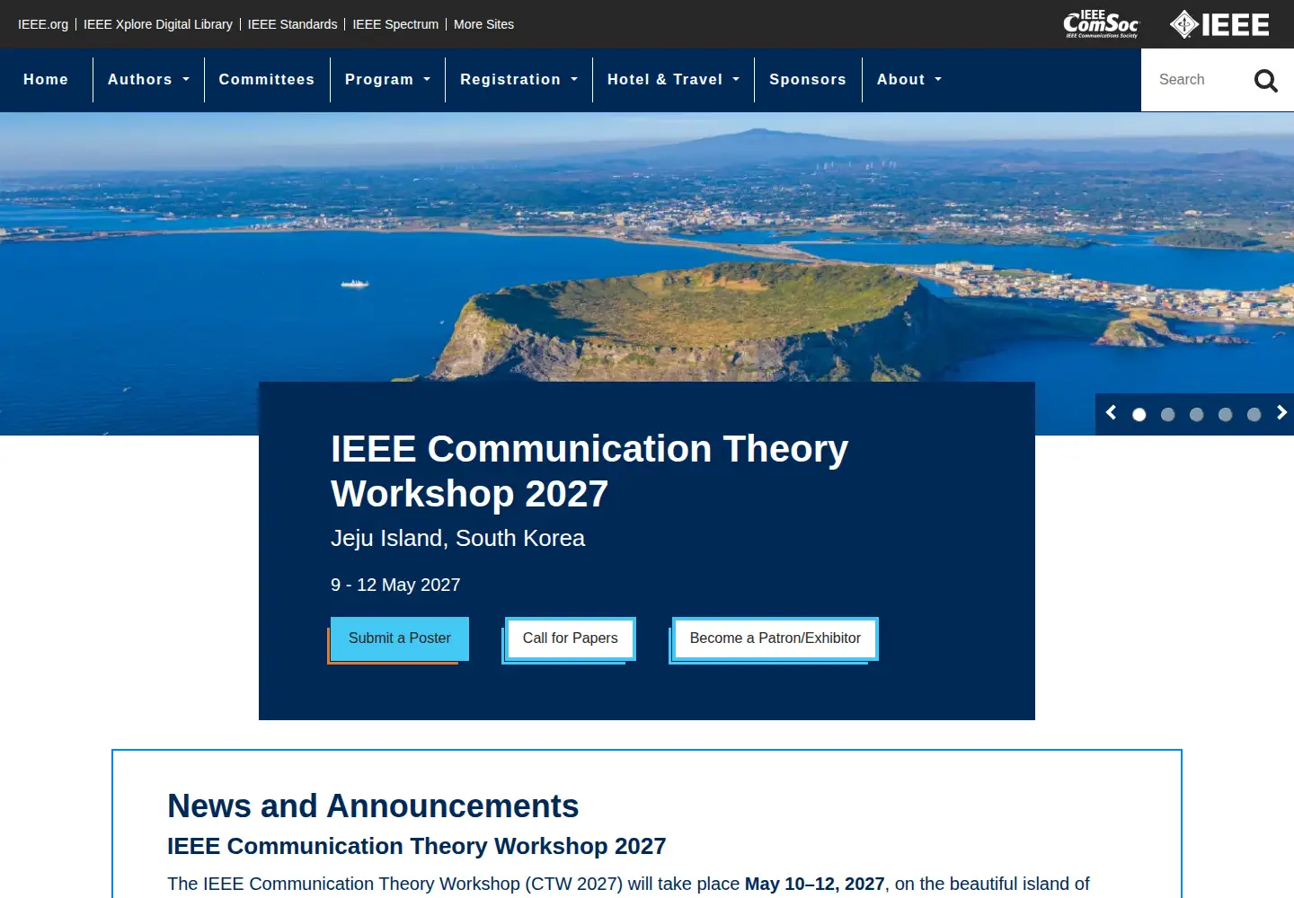 Captured homepage of ieee-ctw.org in the current scan