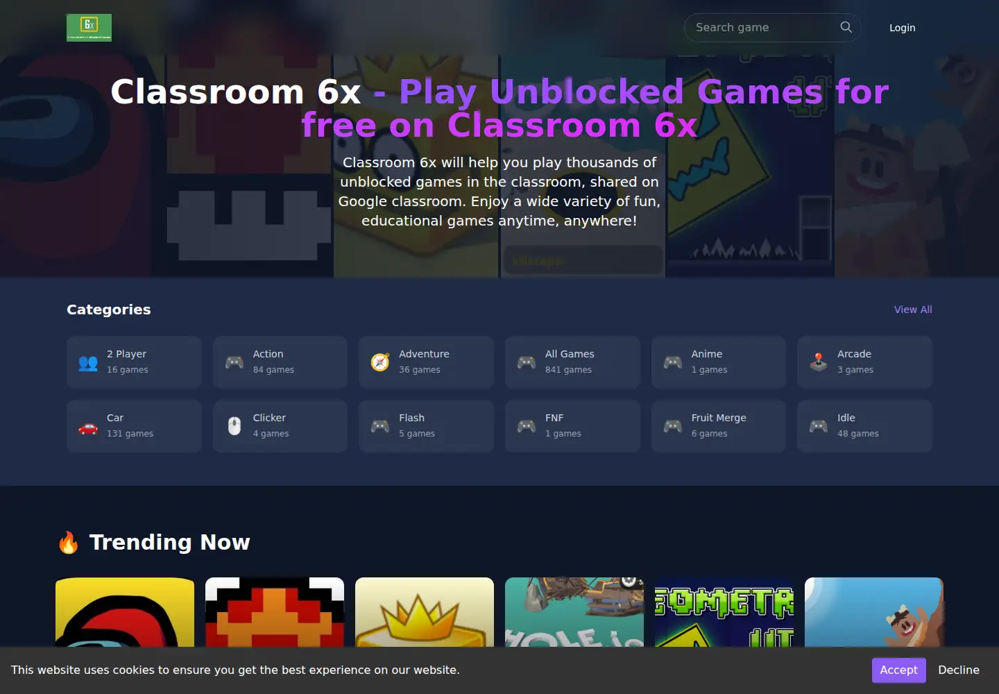 Screenshot of classroom-6x.org