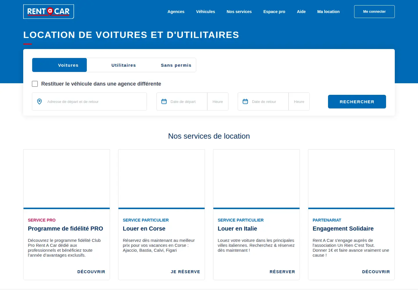 Captured homepage of rentacar.fr in the current scan