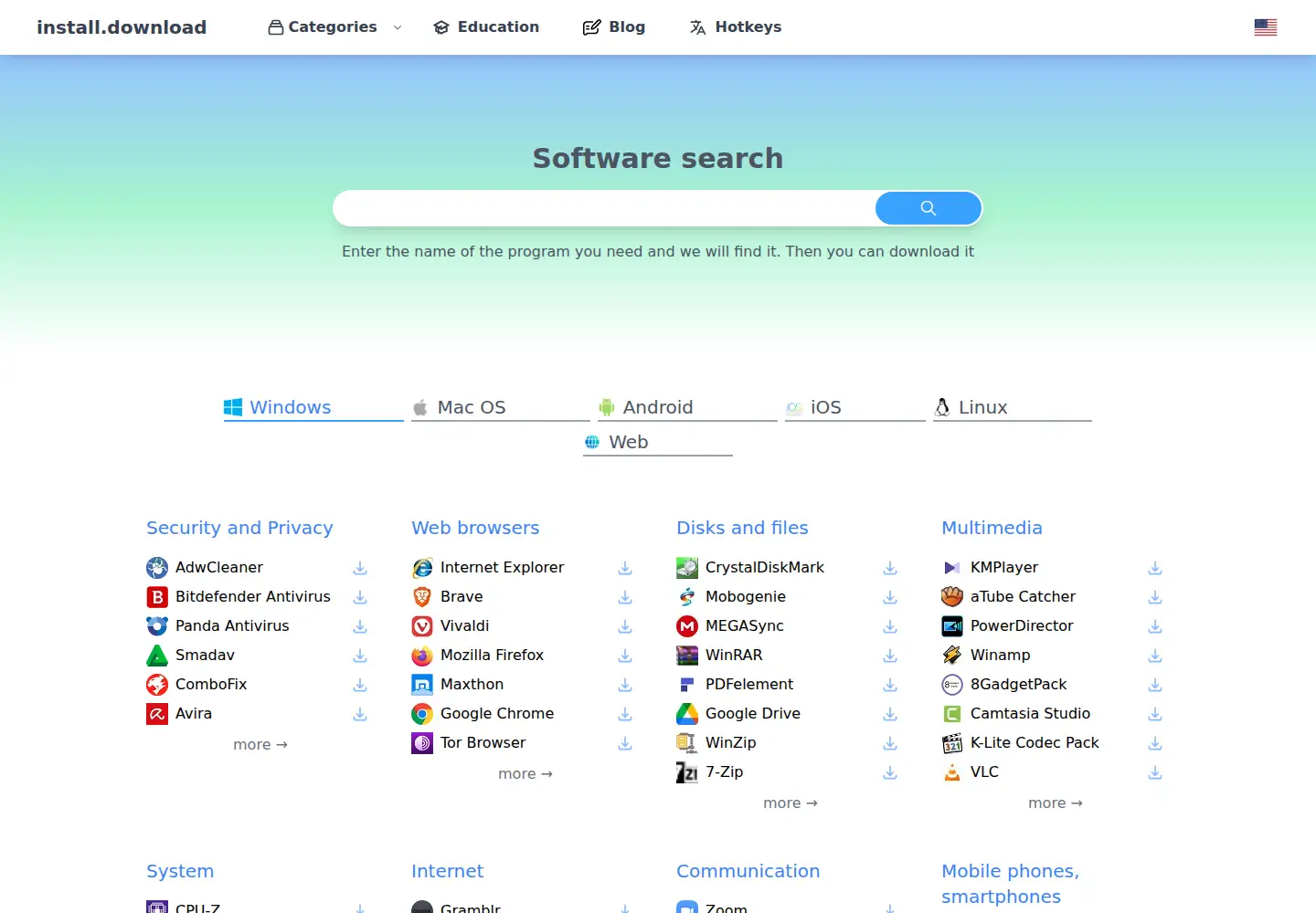 Screenshot of install.download