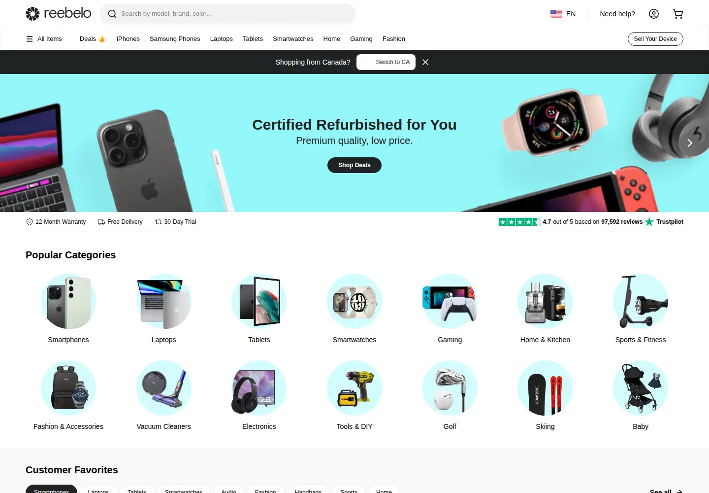 Screenshot of reebelo.com