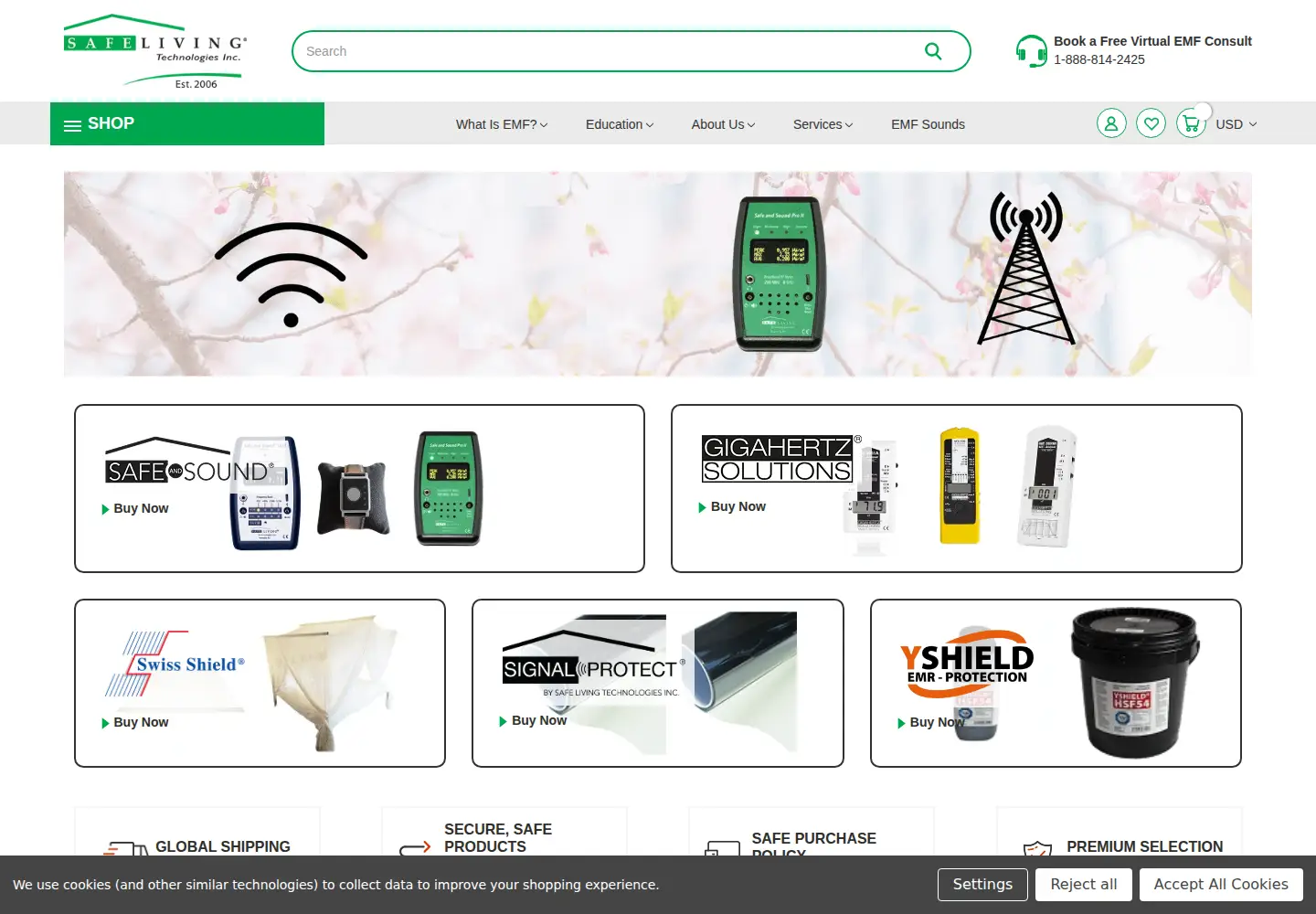Captured homepage of safelivingtechnologies.com in the current scan