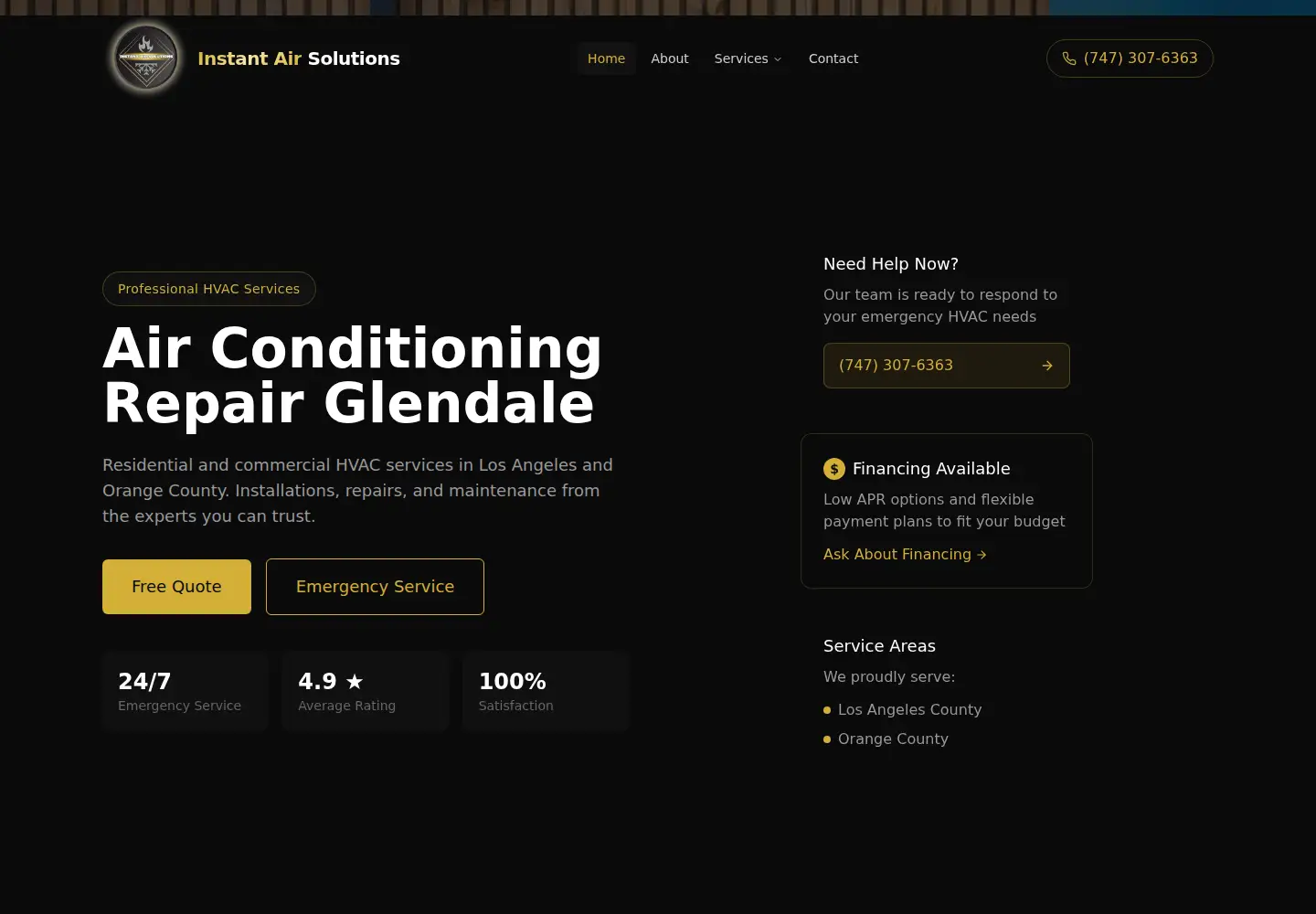 Screenshot of instantairsolutions.com