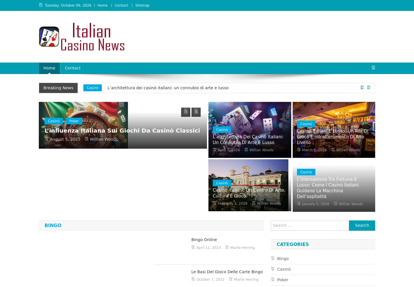 Screenshot of italiancasinonews.com