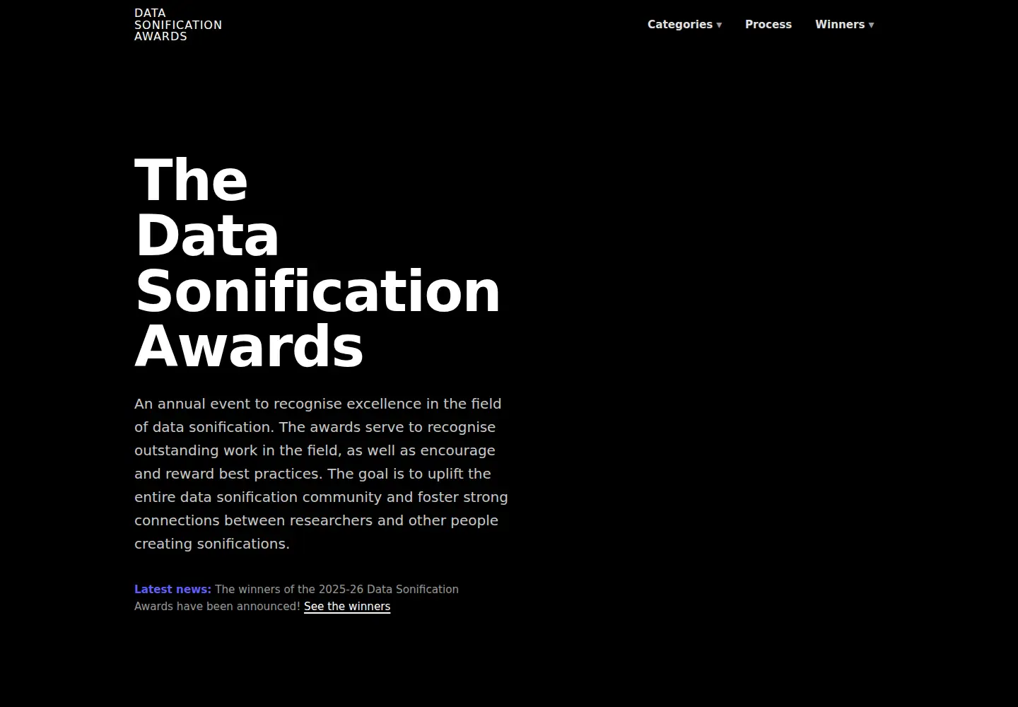 Screenshot of sonificationawards.org