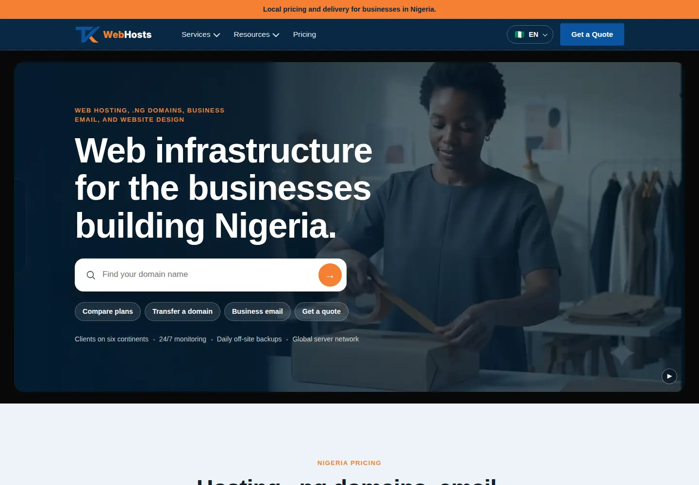 Captured homepage of servermanagers.ng in the current scan