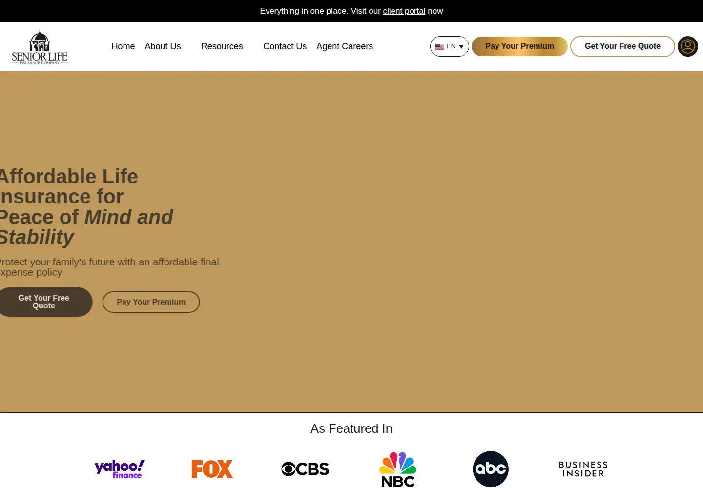 Captured homepage of seniorlifeinsurancecompany.com in the current scan