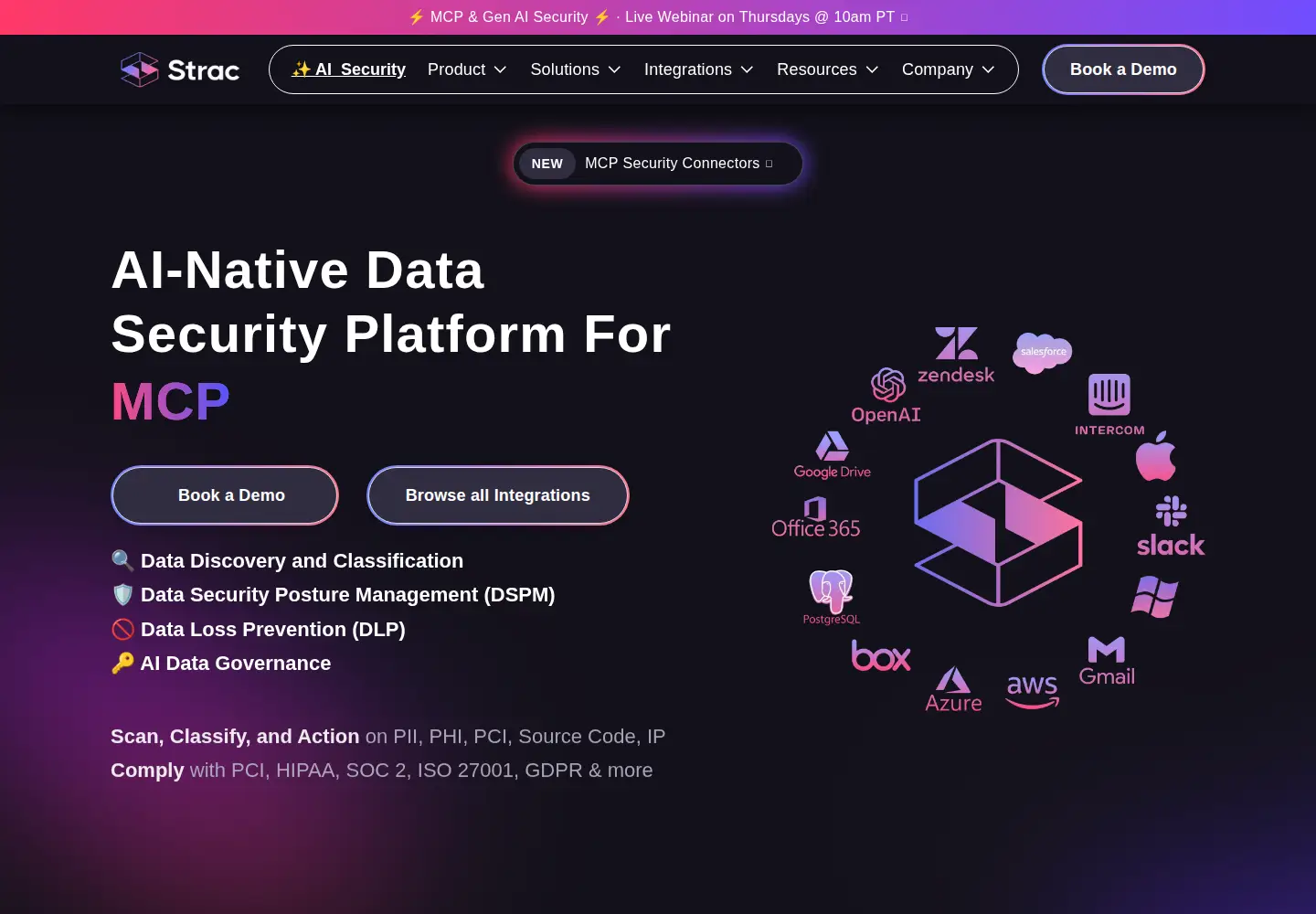 Captured homepage of strac.io in the current scan