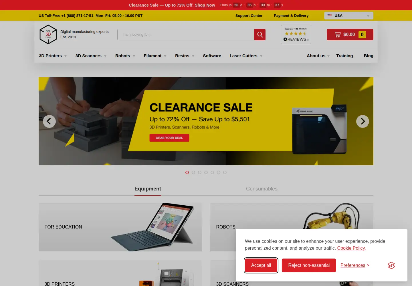 Captured homepage of top3dshop.com in the current scan