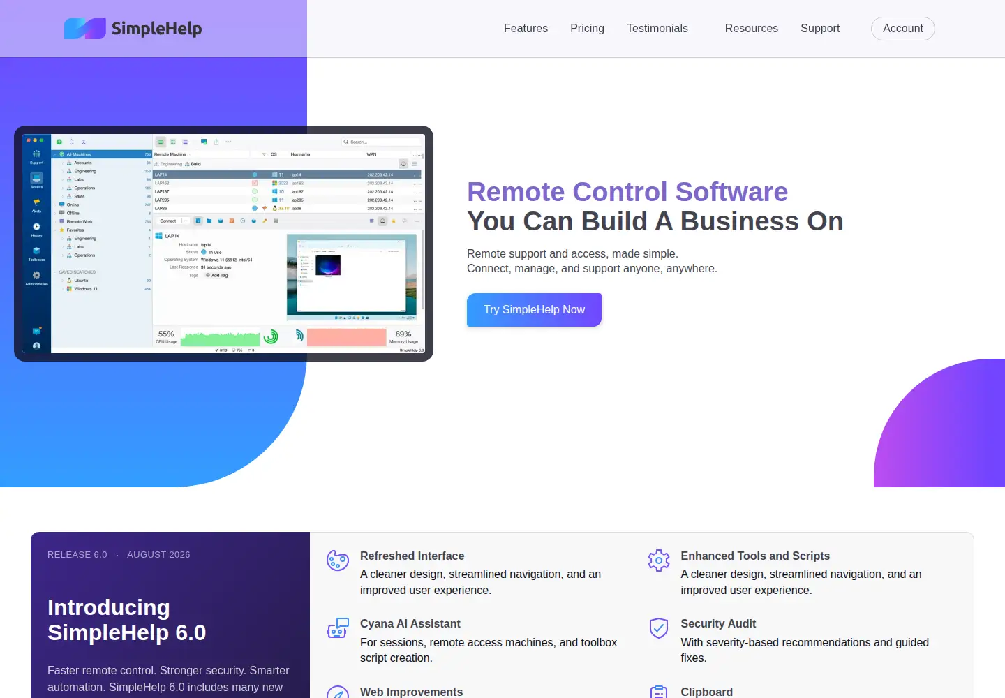 Captured homepage of simple-help.com in the current scan