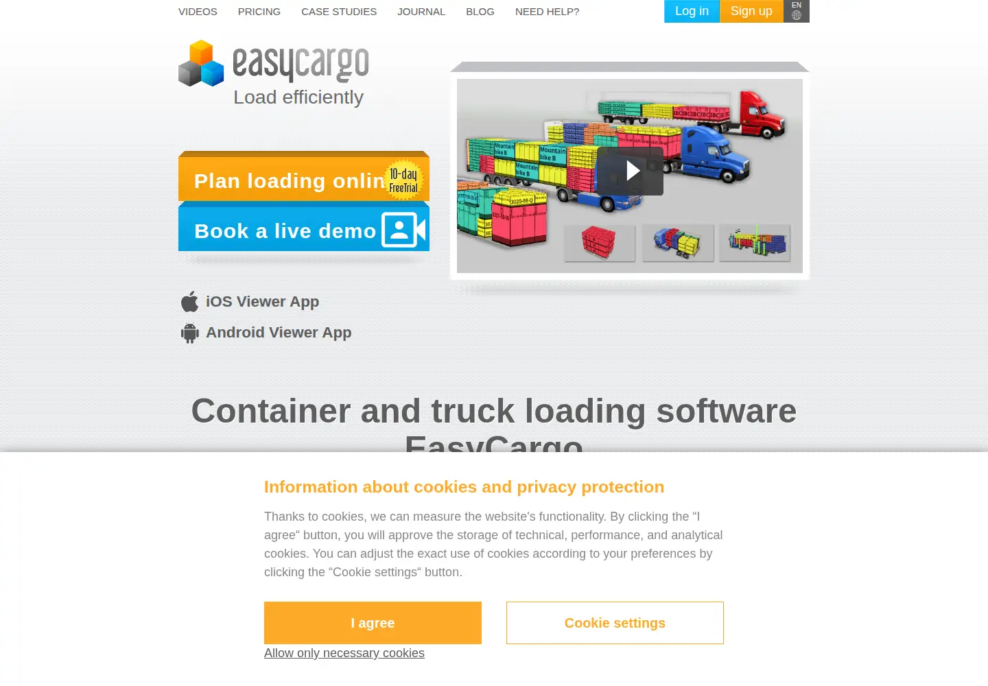 Captured homepage of easycargo3d.com in the current scan