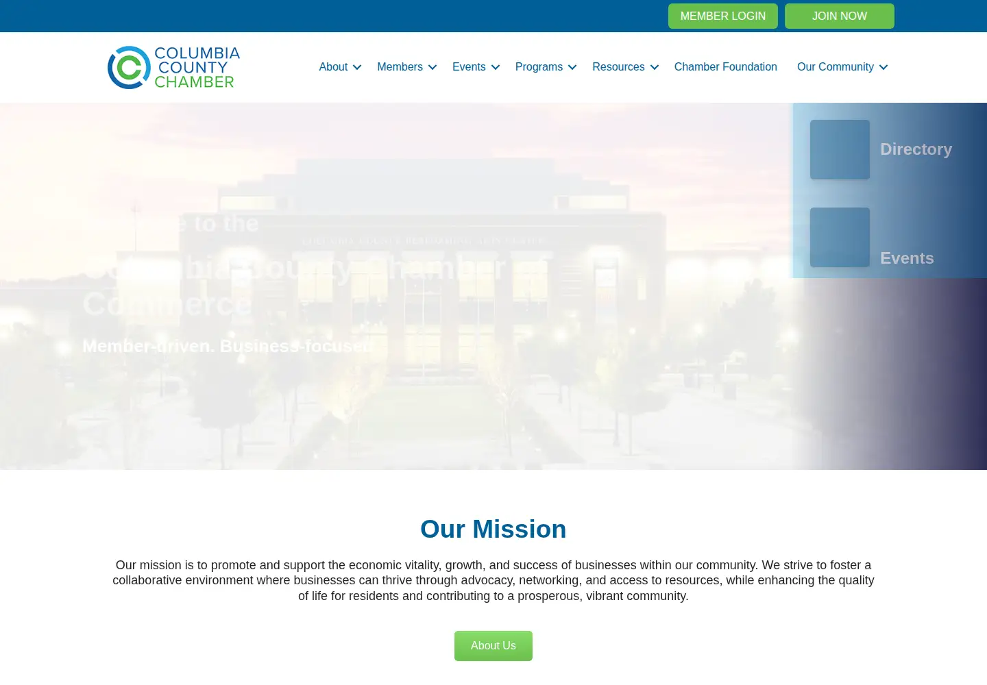 Screenshot of columbiacountychamber.com