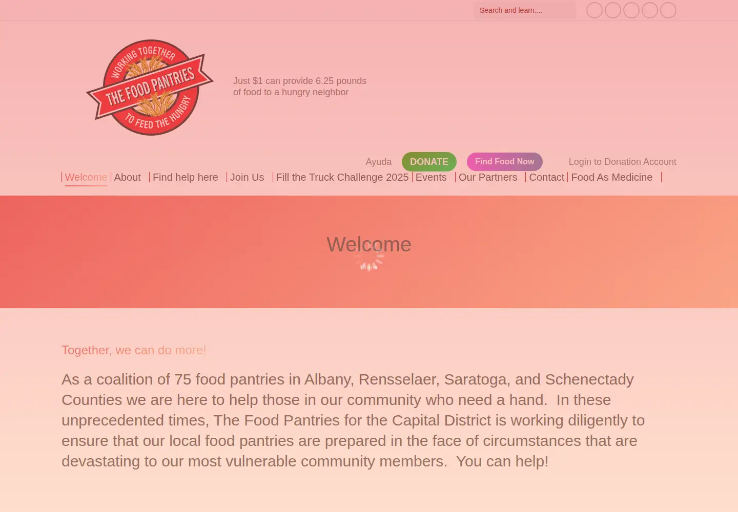 Screenshot of thefoodpantries.org