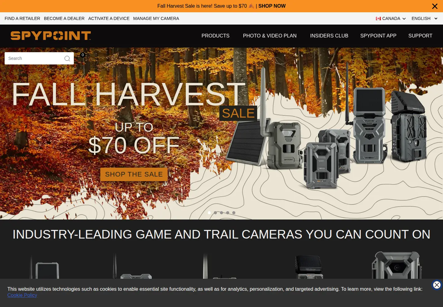 Captured homepage of spypoint.com in the current scan
