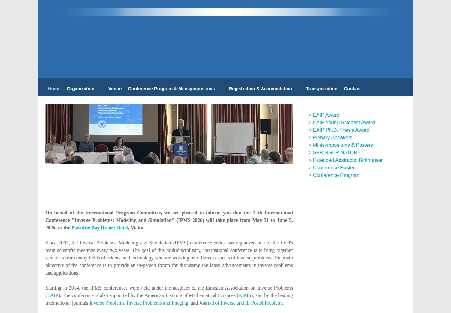 Screenshot of ipms-conference.org
