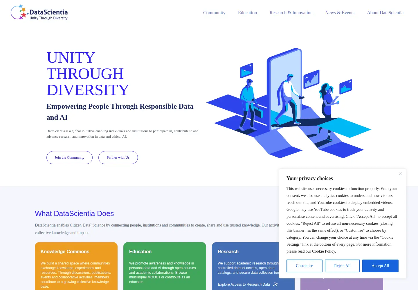 Captured homepage of datascientia.eu in the current scan