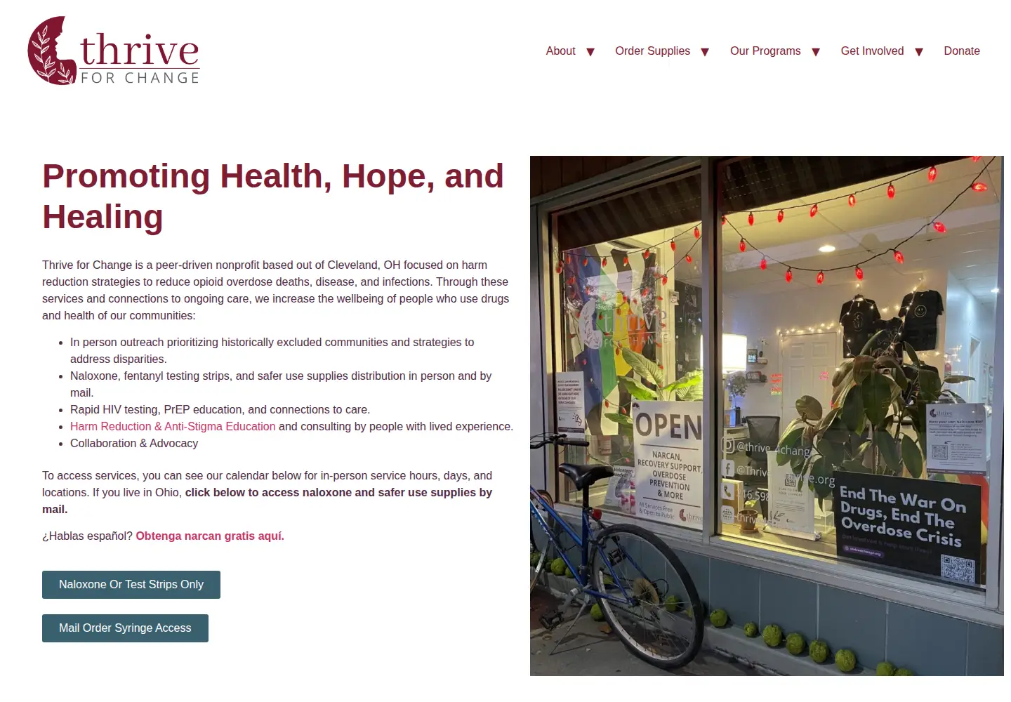 Screenshot of thrive4change.org