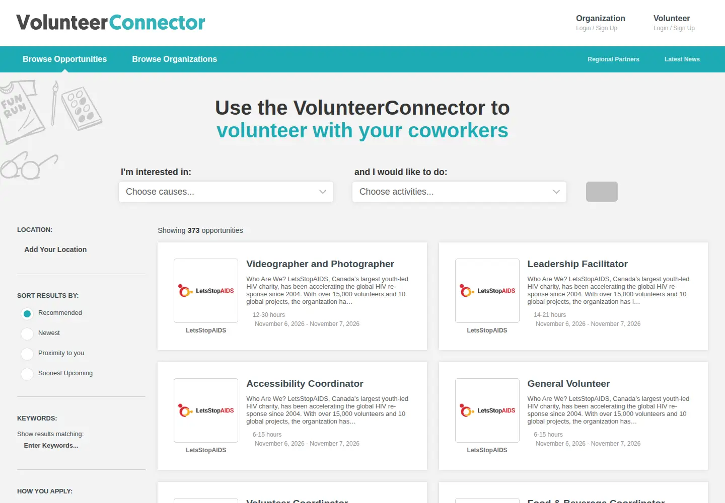 Screenshot of volunteerconnector.org