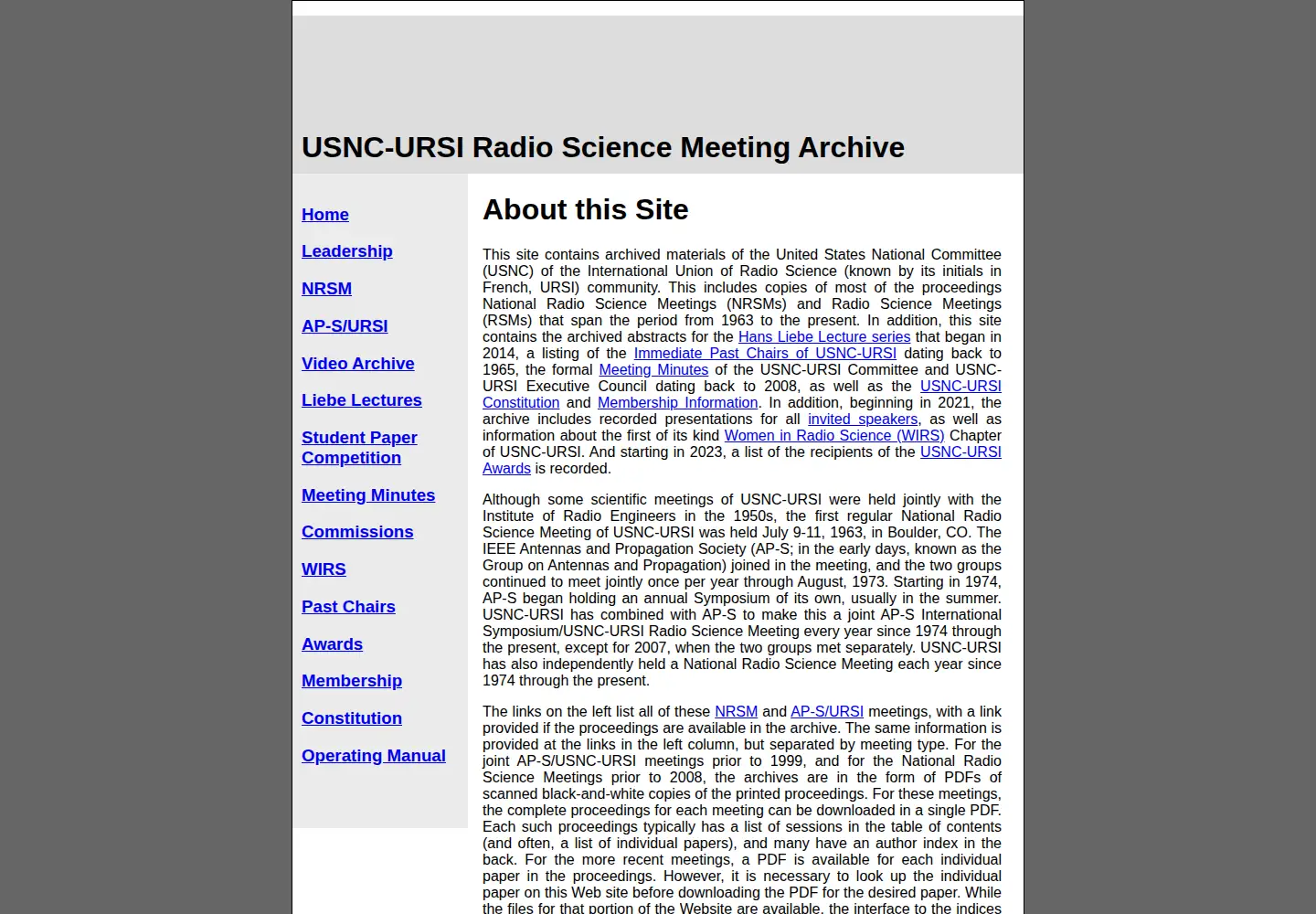 Screenshot of usnc-ursi-archive.org