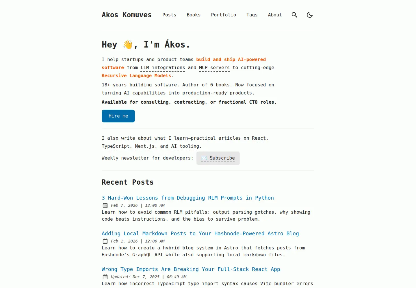 Captured homepage of akoskm.com in the current scan