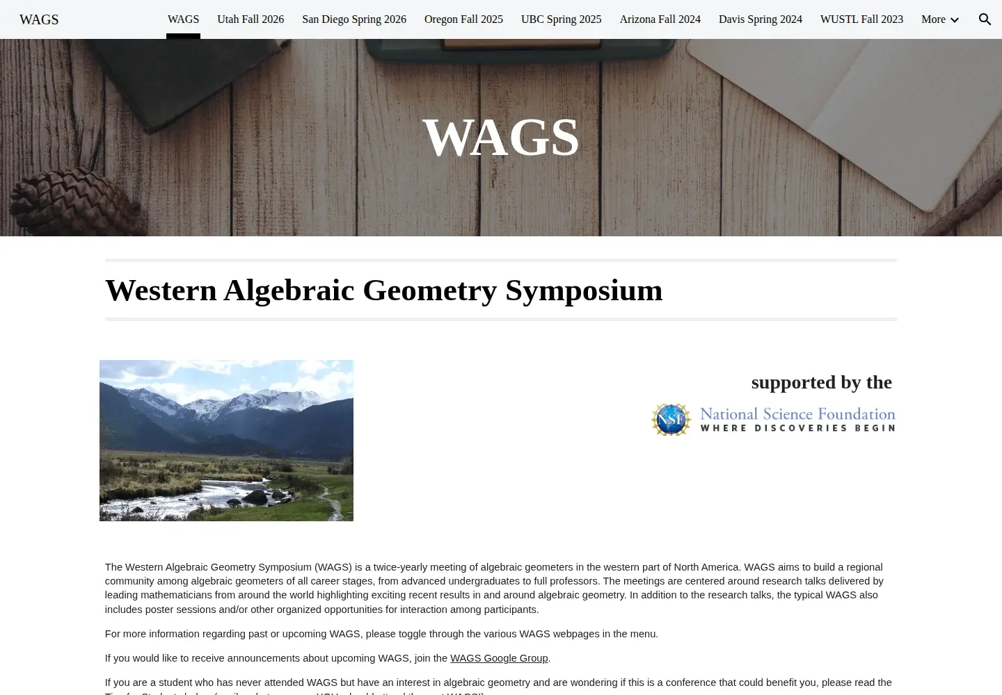 Captured homepage of wagsymposium.org in the current scan
