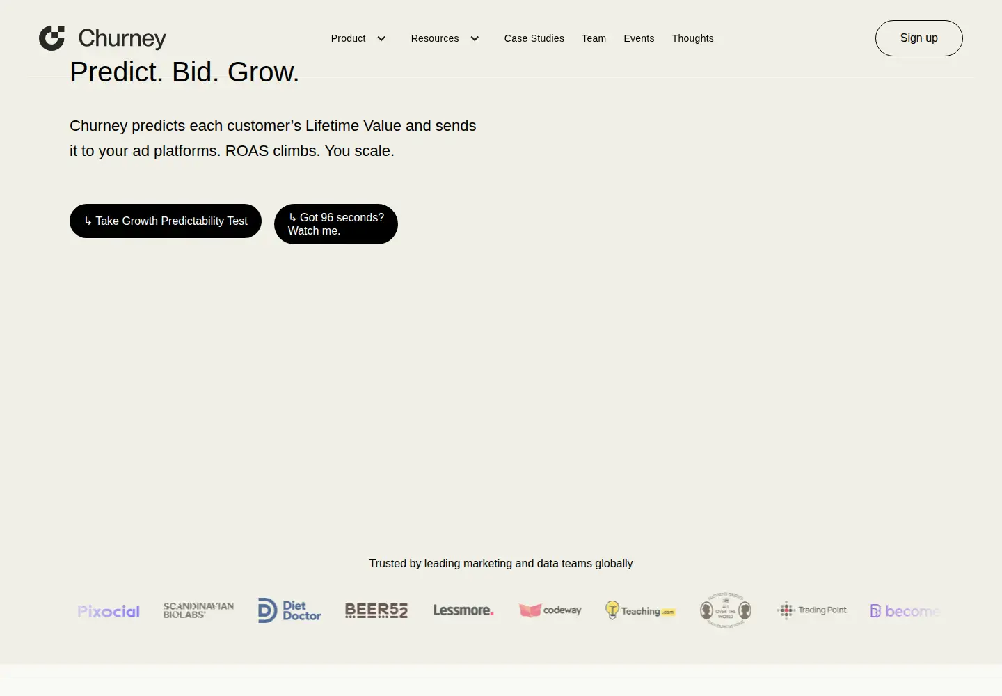 Screenshot of churney.io