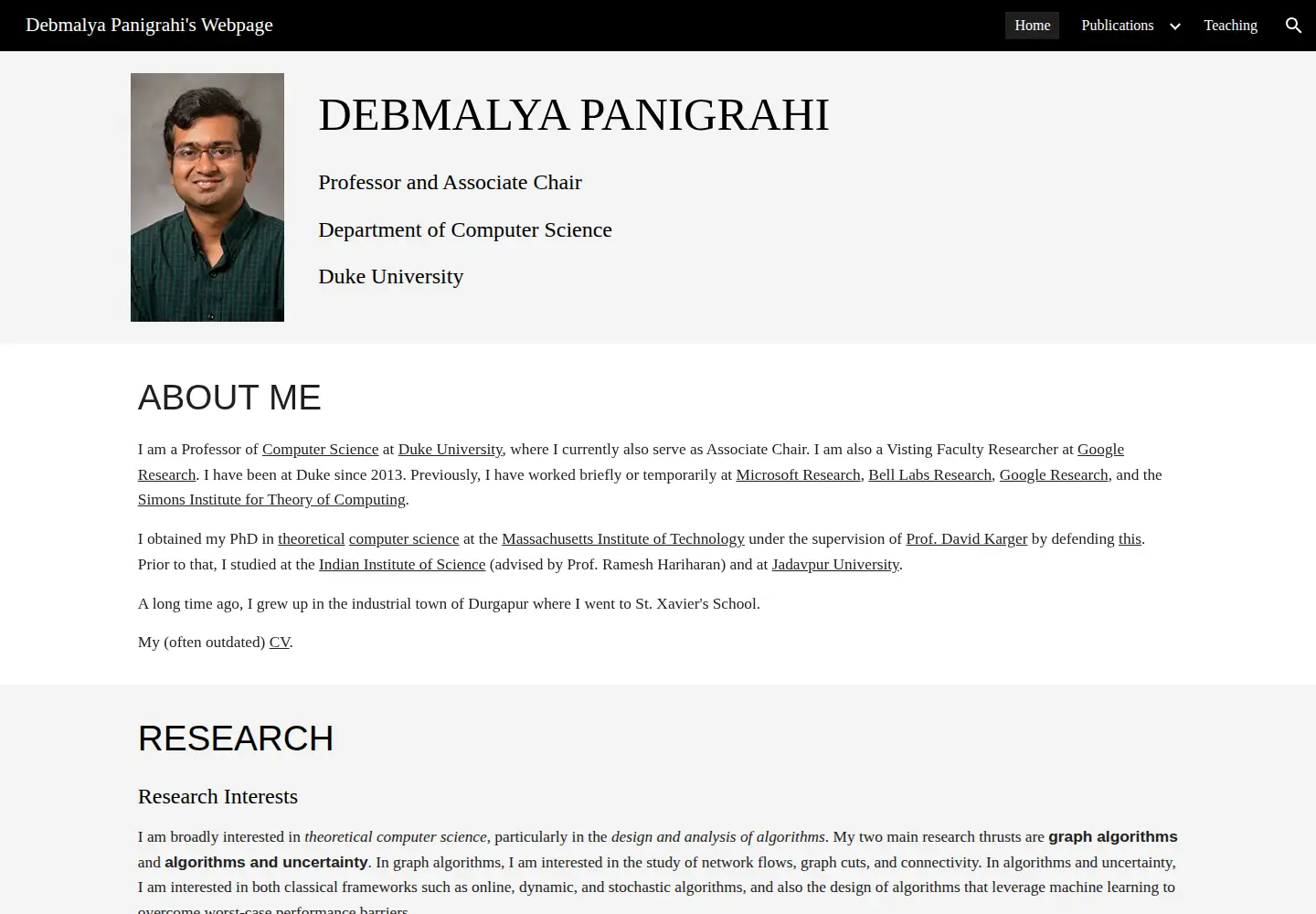 Captured homepage of debmalyapanigrahi.org in the current scan