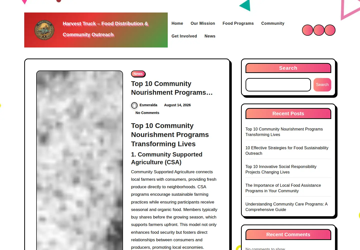Screenshot of harvesttruck.org