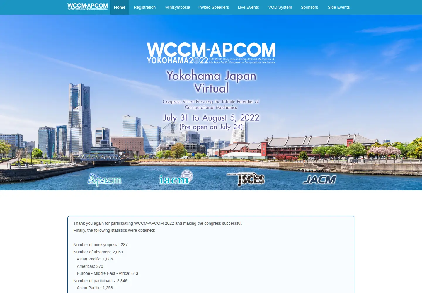 Captured homepage of wccm2022.org in the current scan