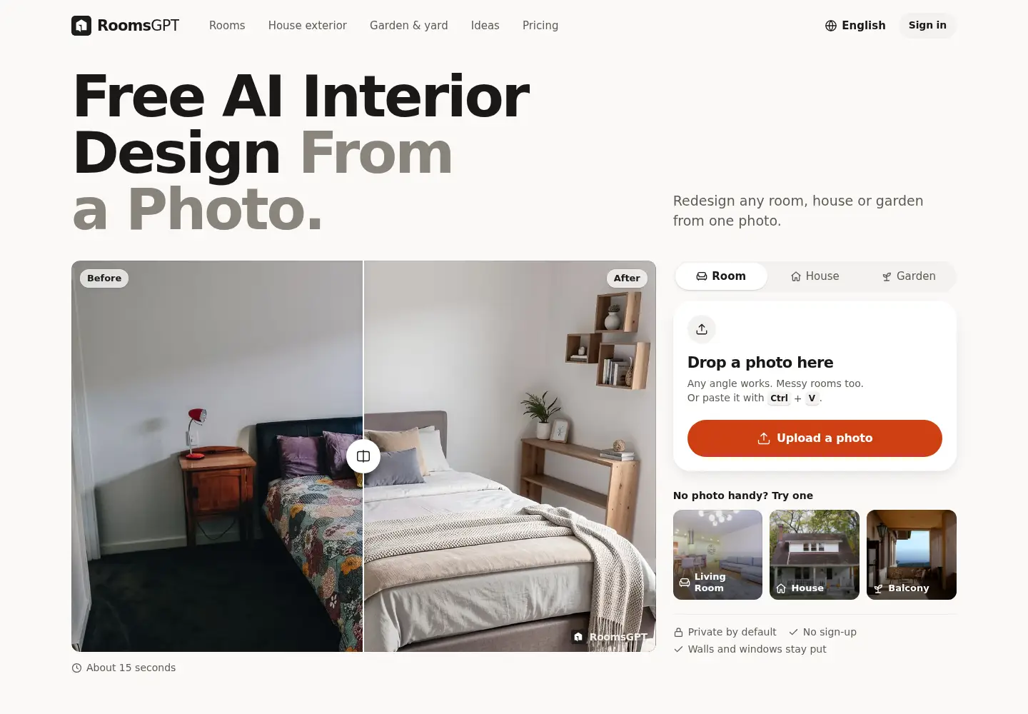 Screenshot of roomsgpt.io