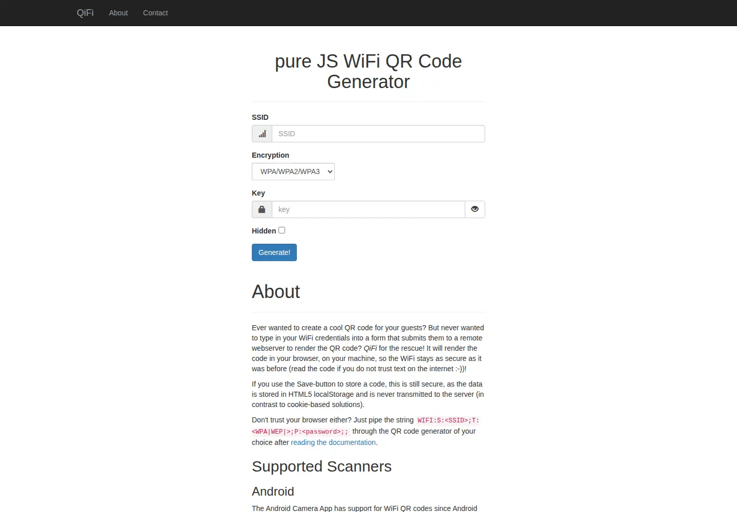 Captured homepage of qifi.org in the current scan