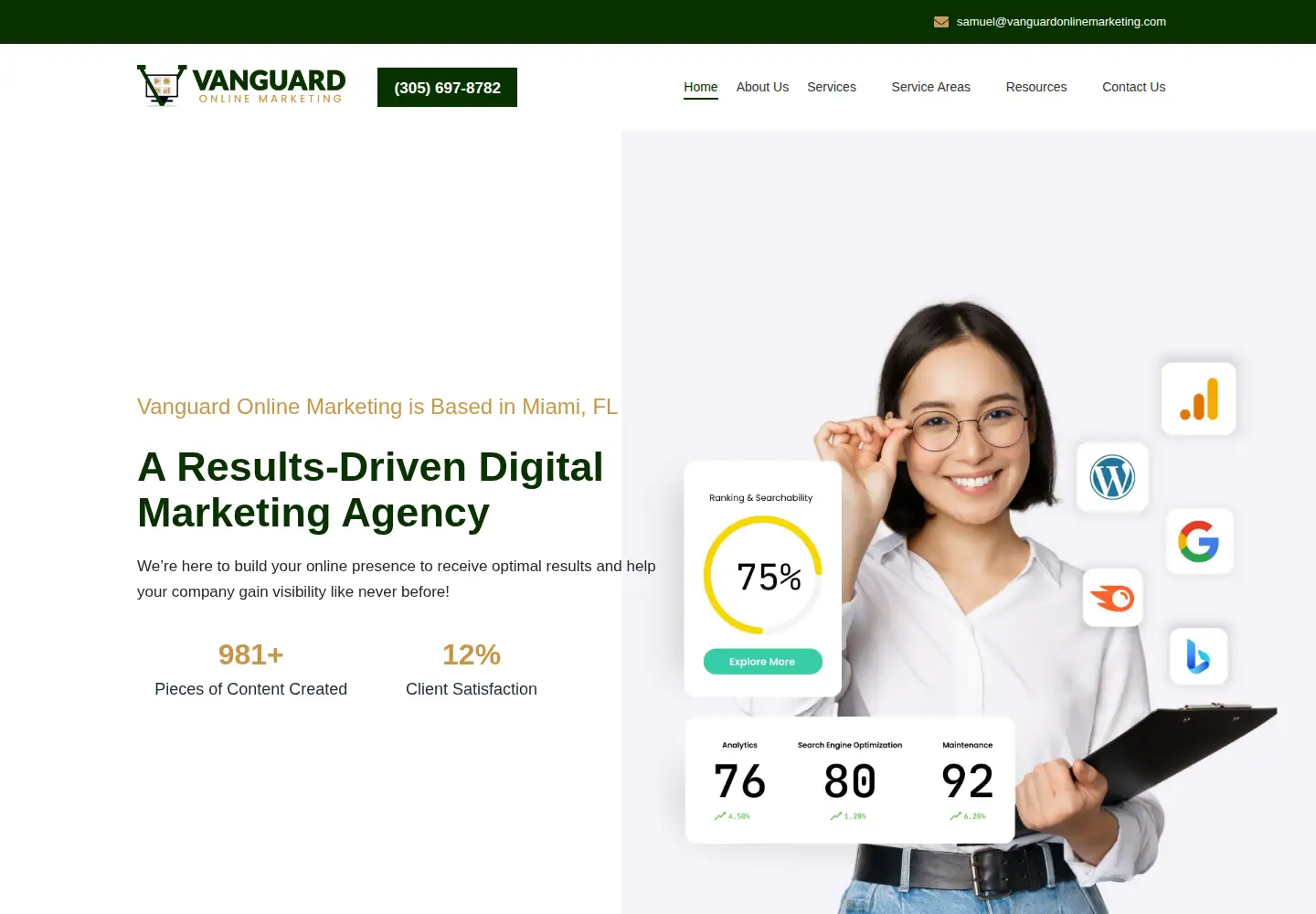 Screenshot of vanguardonlinemarketing.com