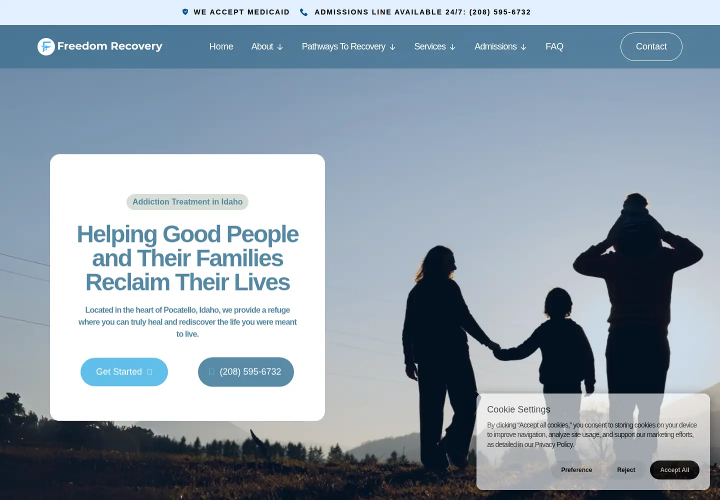 Captured homepage of freedomrecoveryid.com in the current scan