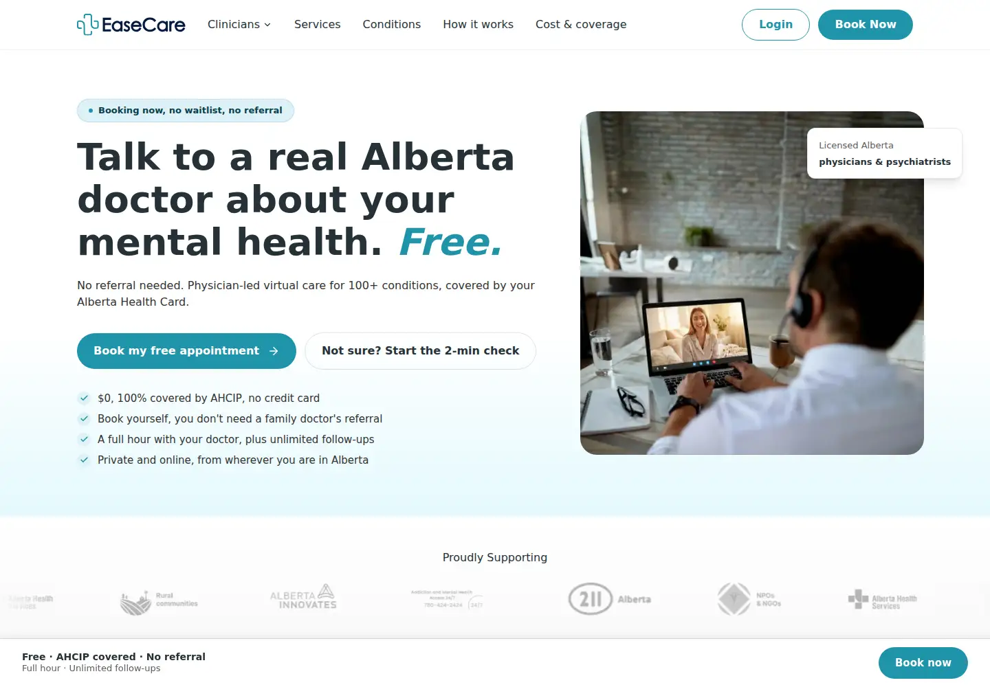 Captured homepage of easecare.ca in the current scan