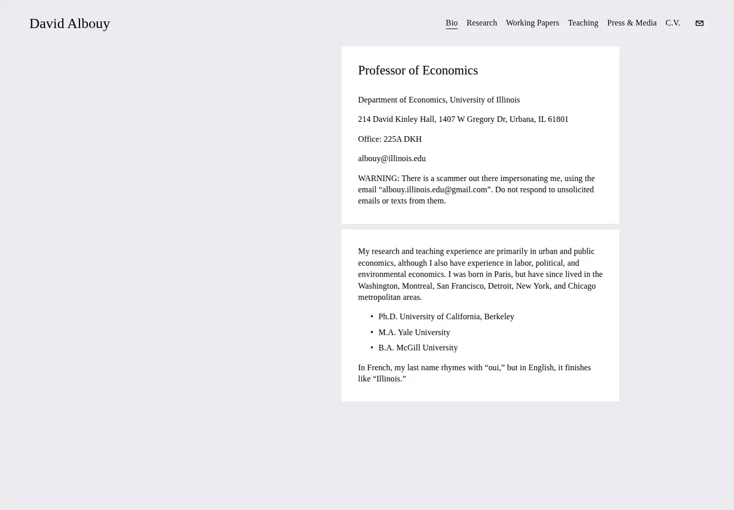 Screenshot of davidalbouy.com