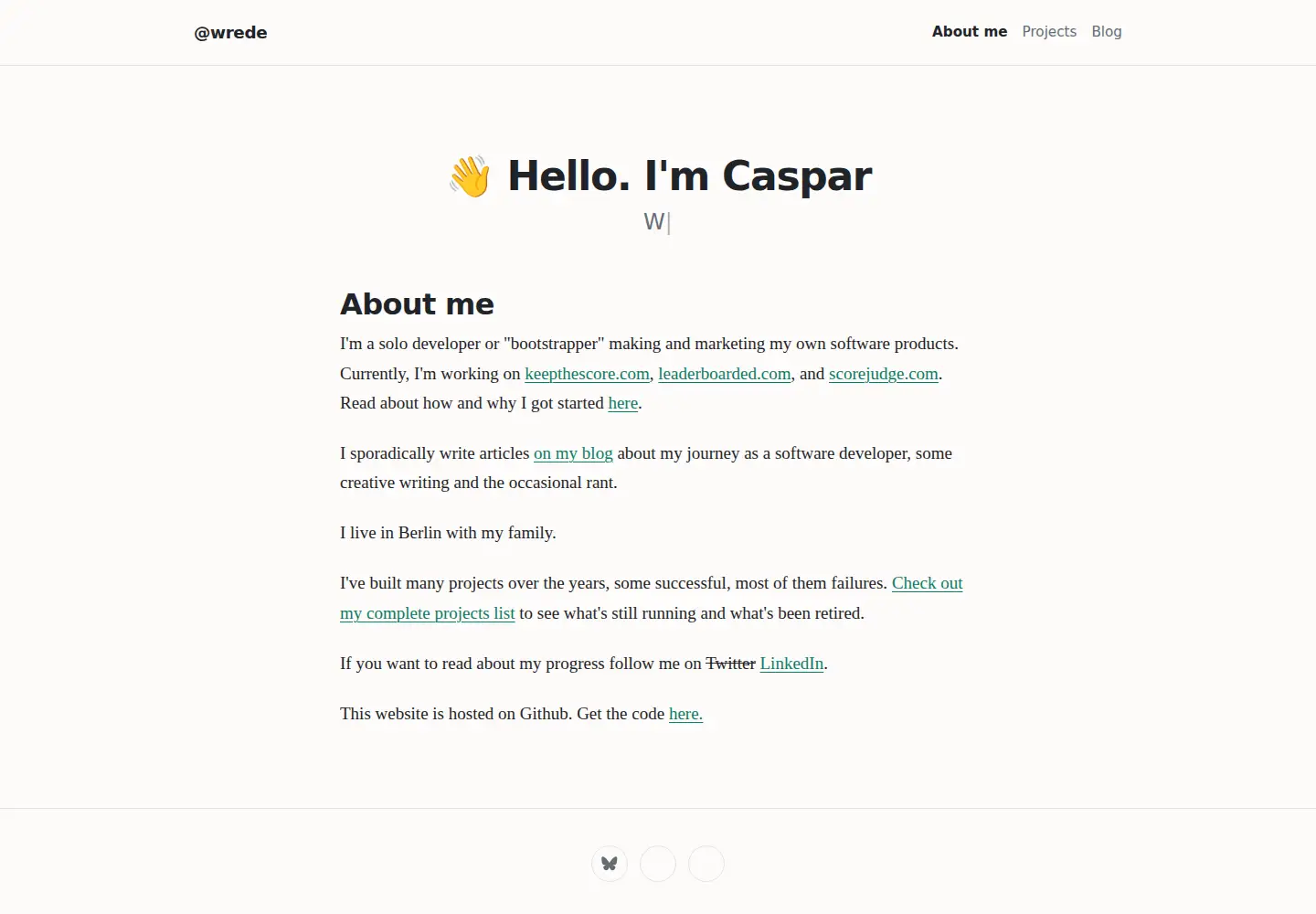 Captured homepage of casparwre.de in the current scan