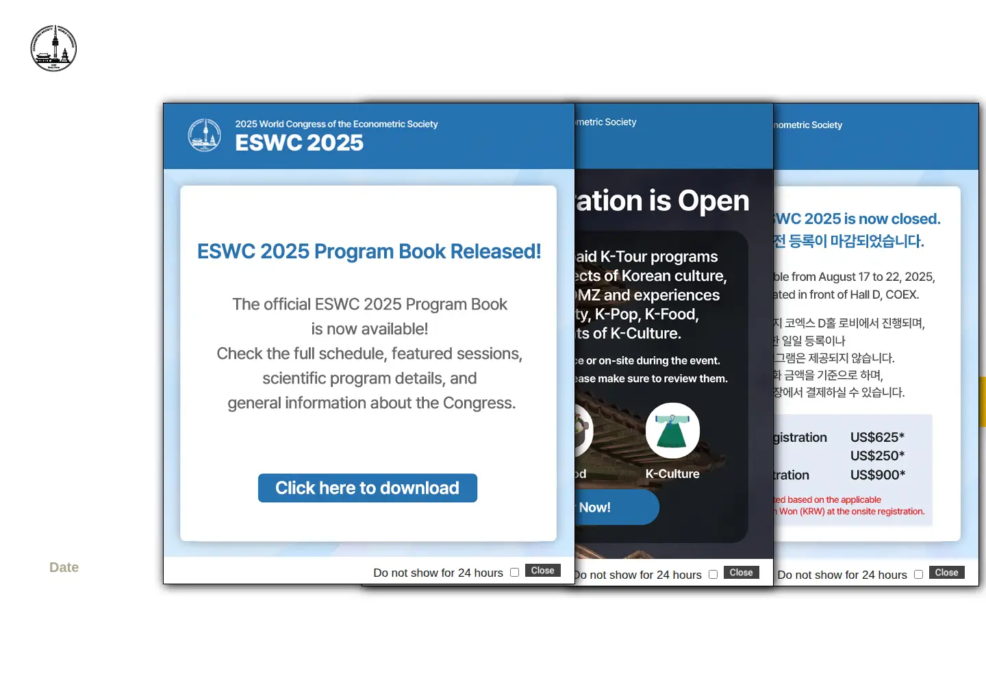 Captured homepage of eswc2025.org in the current scan