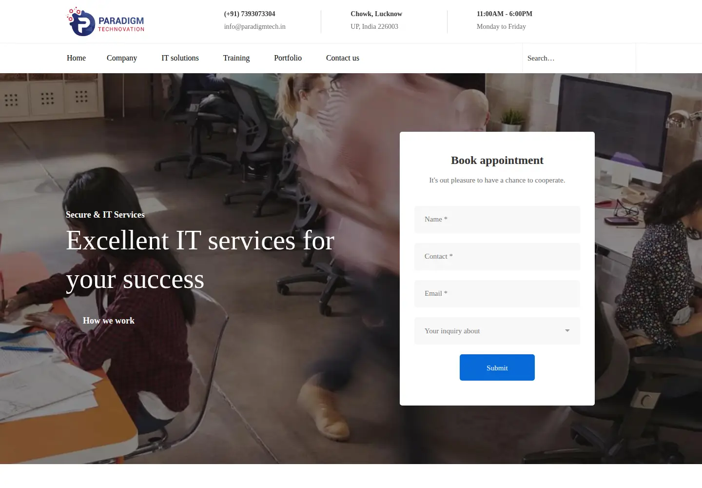 Captured homepage of paradigmtech.in in the current scan