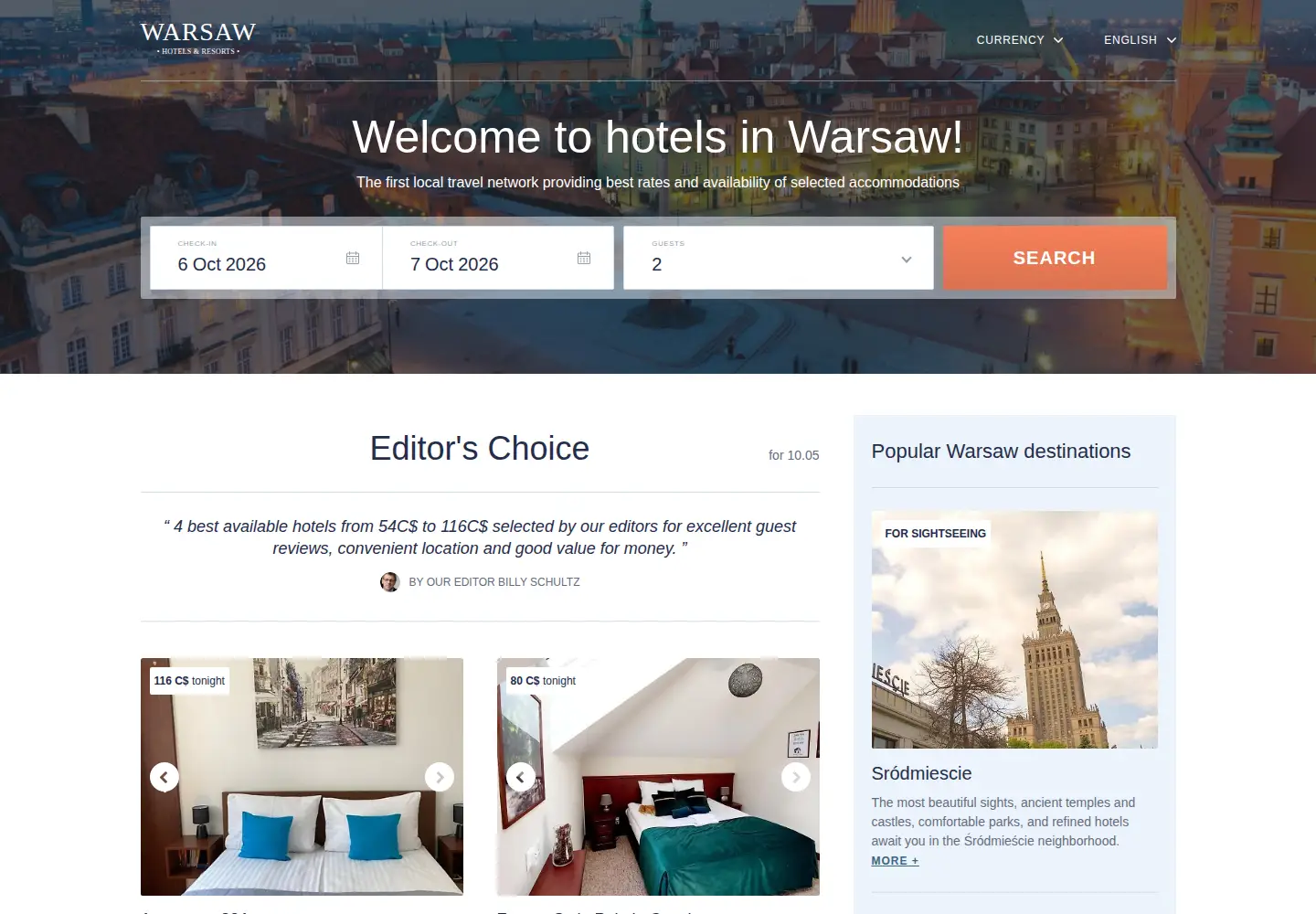 Captured homepage of hotel-warsaw.net in the current scan