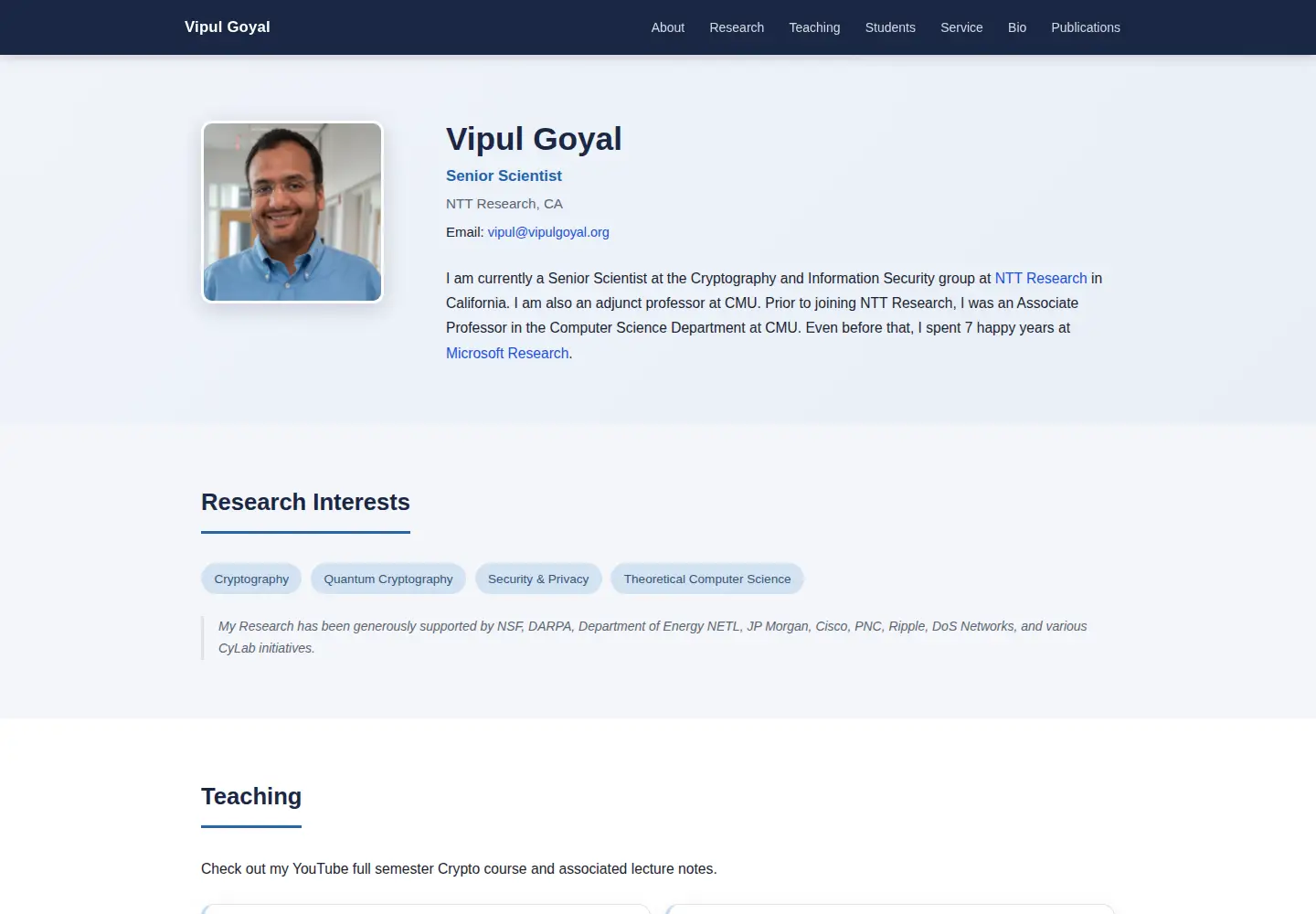 Captured homepage of vipulgoyal.org in the current scan