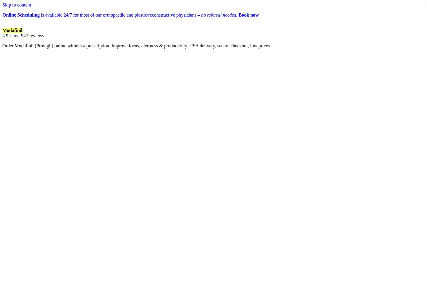 Captured homepage of modafinil.pro in the current scan