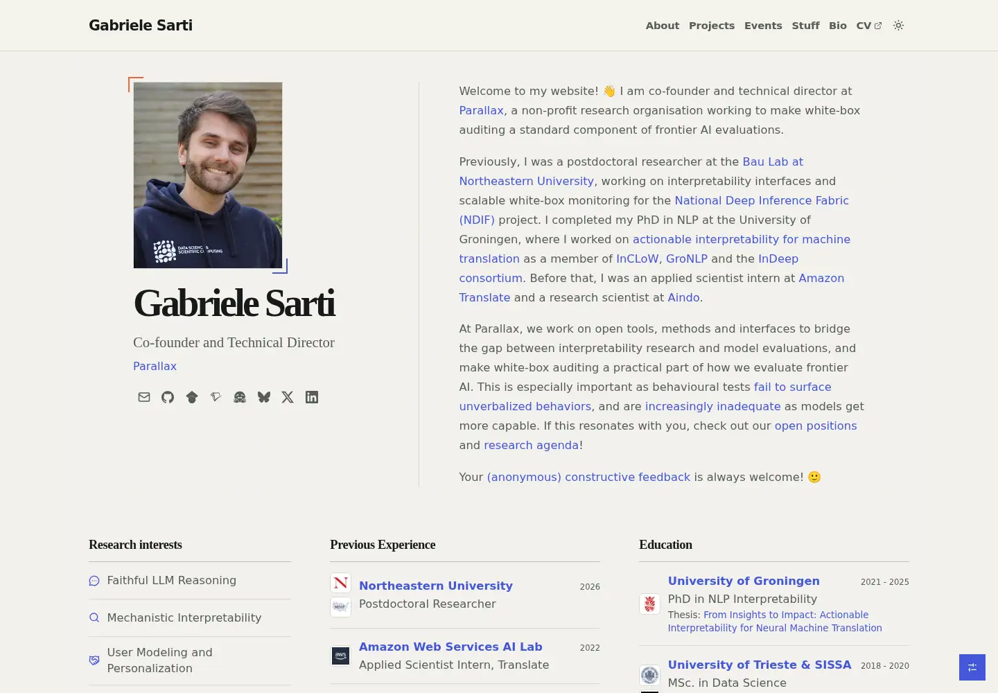 Captured homepage of gsarti.com in the current scan