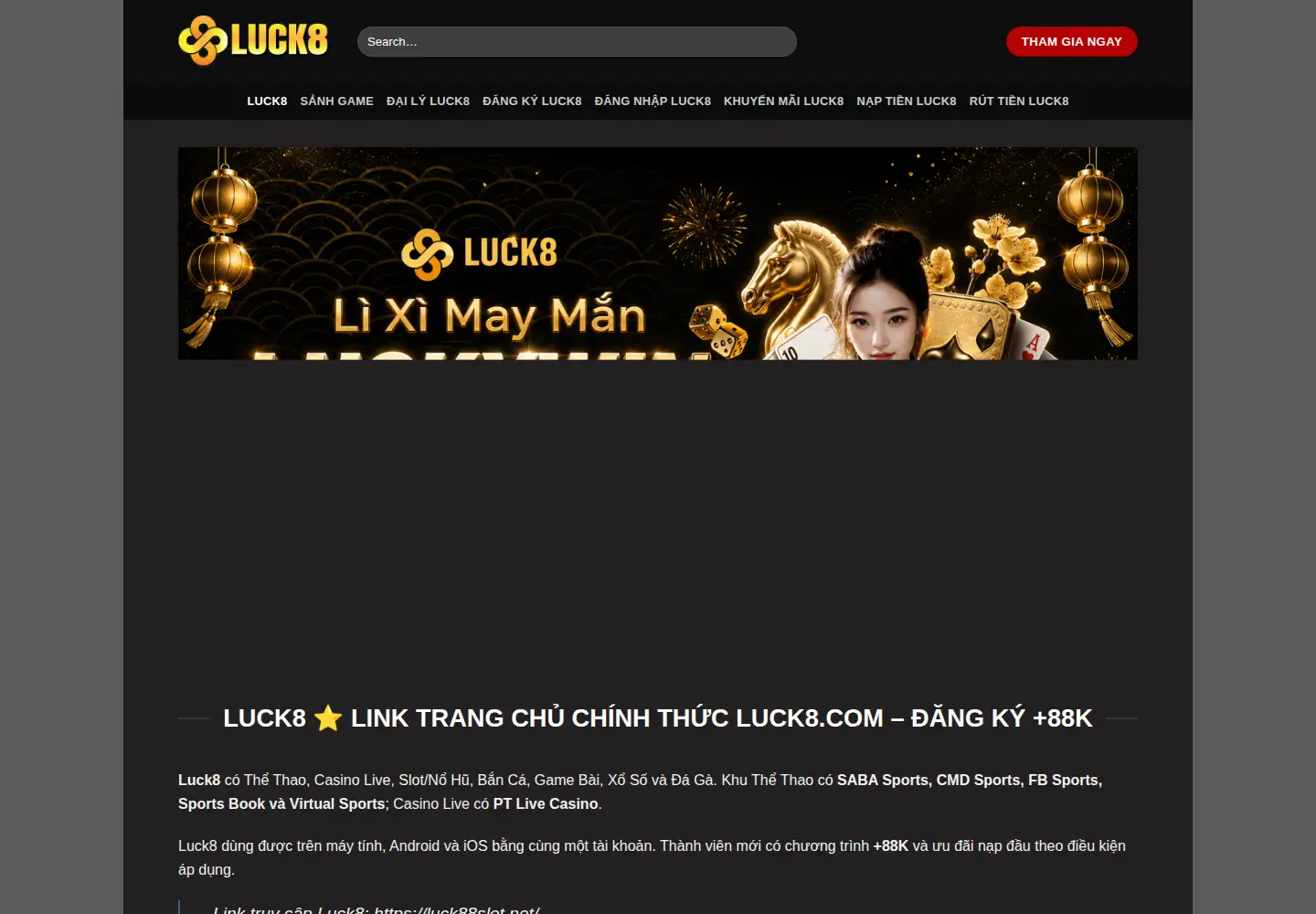 Screenshot of luck8.photography