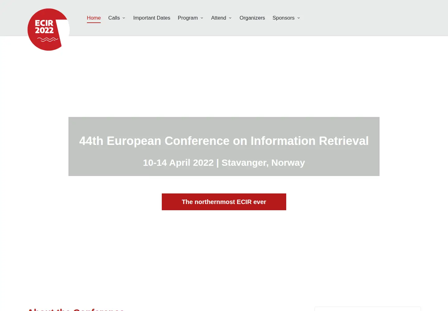 Screenshot of ecir2022.org