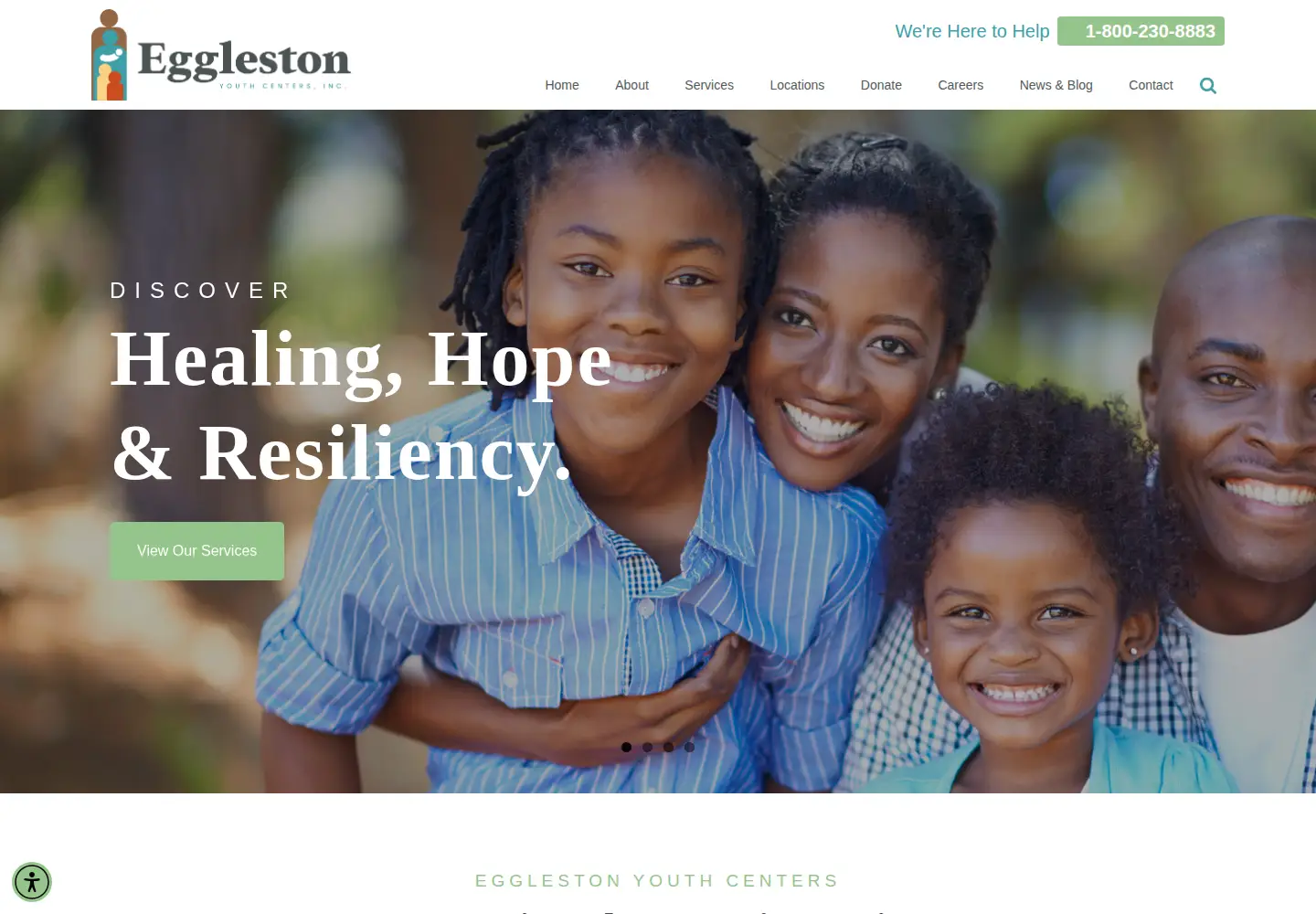 Captured homepage of egglestonyouthcenter.org in the current scan