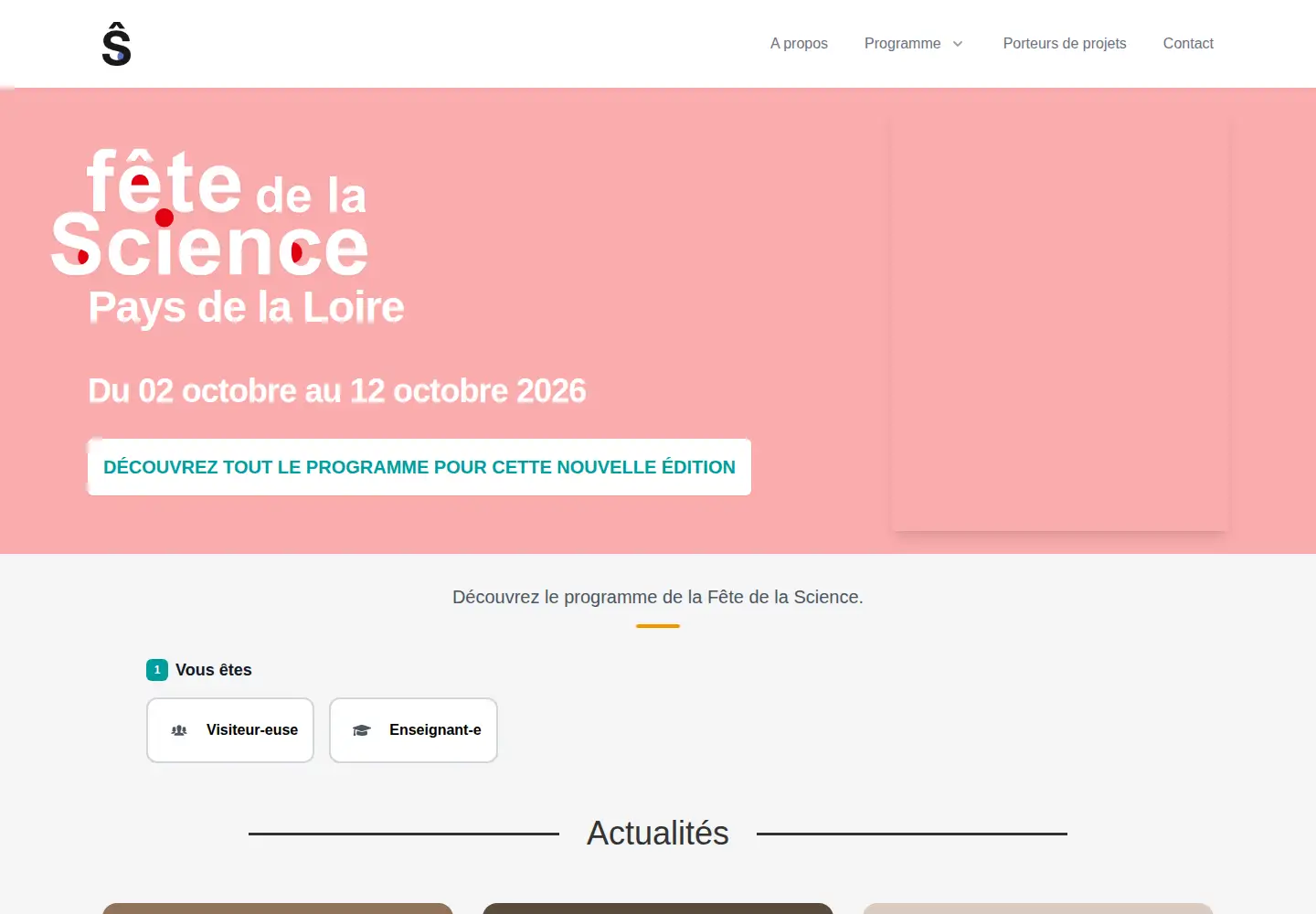 Screenshot of fetedelascience-paysdelaloire.fr