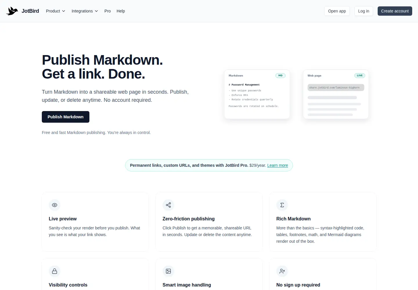 Screenshot of jotbird.com